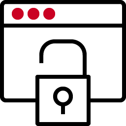 Icon of online site with lock cybersecurity.